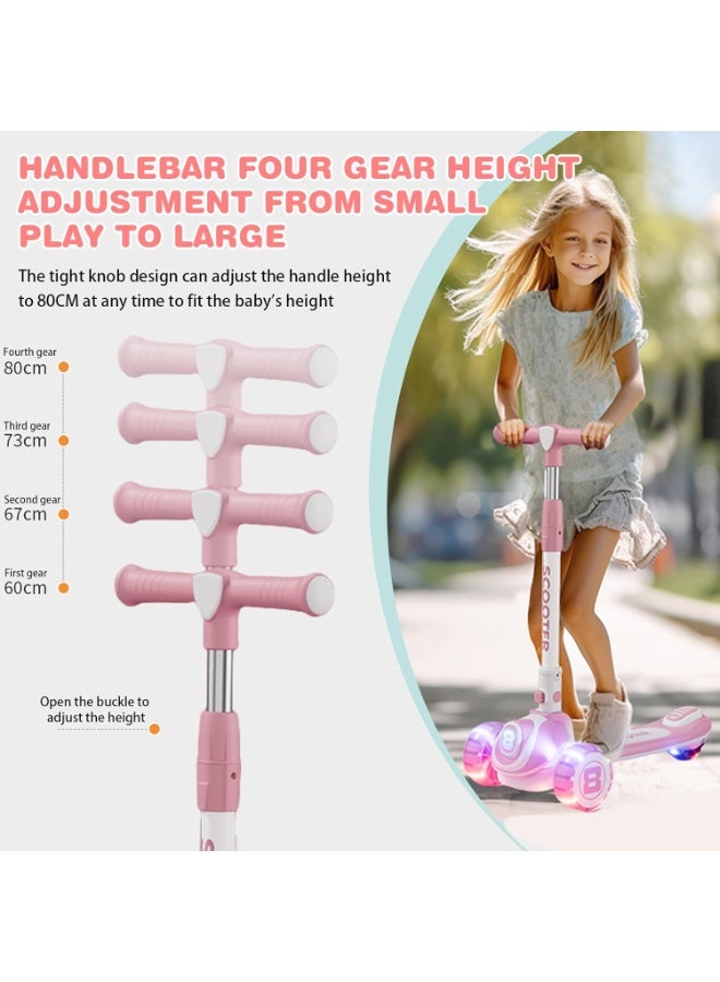 دي إم جي تك ركلة سكوتر ، 4 الارتفاع القابل للتعديل و Lean-to-Steer ، سكوتر قابل للطي للأطفال ، عجلات ضوئية LED و سطح مضاد للانزلاق ، للأطفال من 3-12yrs للهدية - Image 5